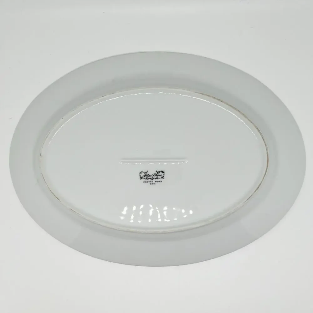 Vintage Fine China of Japan Oval Serving Plate Platter Pretty Rose Pattern